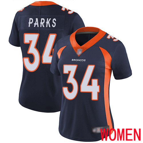 Women Denver Broncos 34 Will Parks Navy Blue Alternate Vapor Untouchable Limited Player Football NFL Jersey